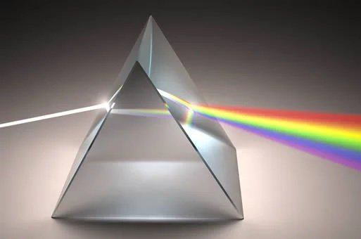 La luz solar proyectada a través del prisma de cristal se divide en 7 colores de chakra.
